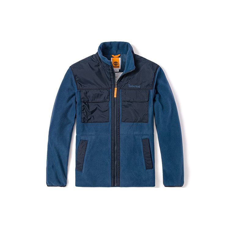 Timberland Повседневная мужская куртка с воротником-стойкой в стиле колор-блок, темно-синий, темно-синий A69M9-Z02