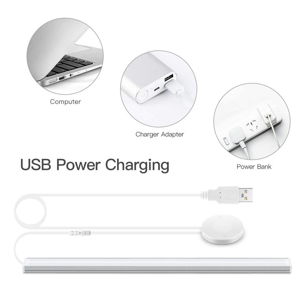 30/40/50 см USB 5 В светодиодный светильник для шкафа, проницаемый деревянный ручной датчик касания, регулируемый алюминиевый ночник для кухни, спальни