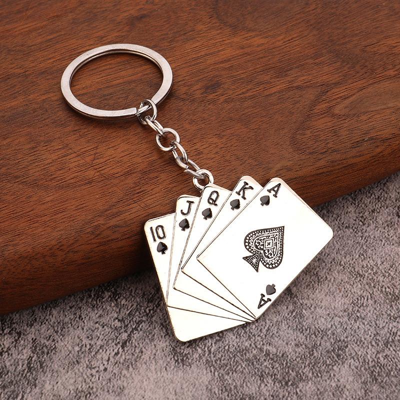 Unique Playing Cards Key Chain For Men Women Metal Holder Pendent Key Ring Leisure Bag Decoration Motorcycle Keyholder Gift