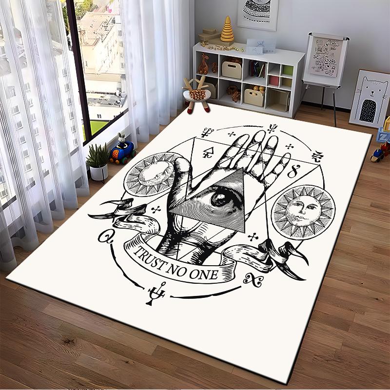 Mystic Hand with Eye Symbol Design Non-slip rug suitable for living room and bedroom sofas