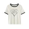 Large size women's clothing contrasting color printing crew neck short-sleeved T-shirt 2026 spring versatile foreign style loose top 224427