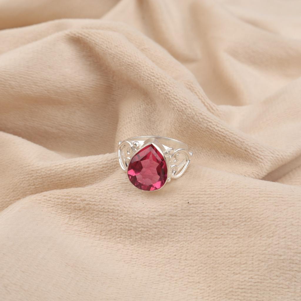 Rare Pink Tourmaline Gemstone 925 Sterling Silver Jewelry Handmade Wedding Ring RR-46-2