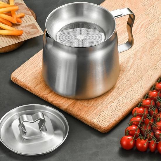 1,5/2 л Кастрюля-фильтр для масла из нержавеющей стали с корзиной для фритюра, большой емкости, сито с мелкой сеткой, жир от бекона