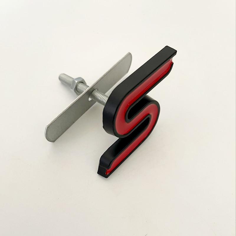 WGL2 3D Metal S Logo Front Grille Emblem Badge Car Rear Trunk Stickers For Ford Focus Fiesta Escape Ecosport Kuga Mondeo Accessories