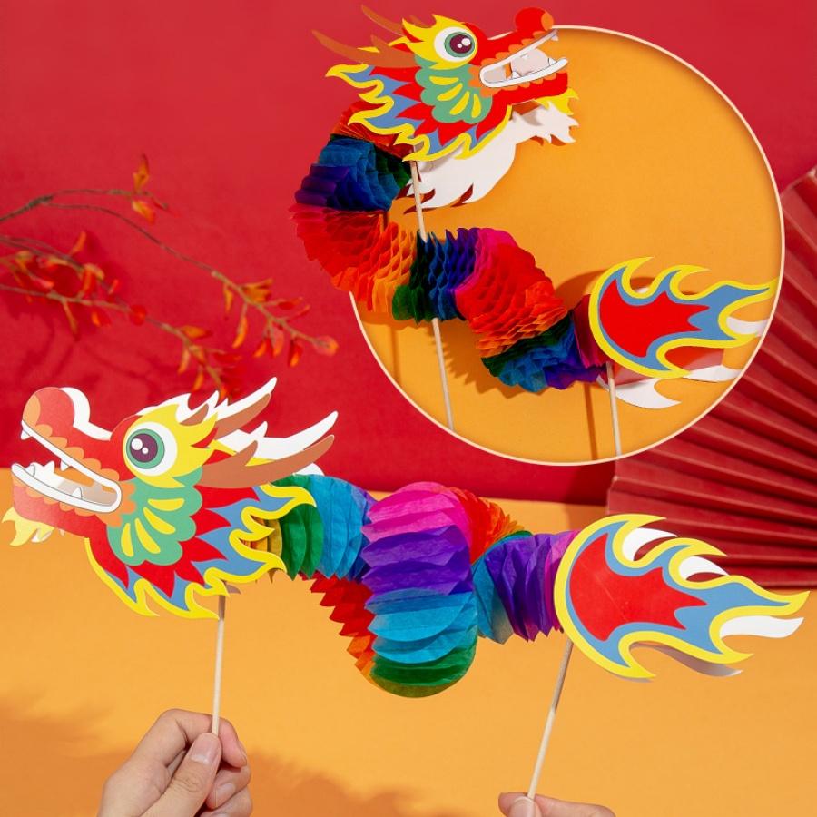 1pc 2025 Year of the Snake Spring Festival Folding Dragon Chinese New Year Ornament DIY Handmade Decoration Pendant