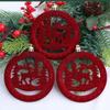 3Pcs/Box Round Pancake Shaped Christmas Flocking Pendant Christmas Tree Decoration