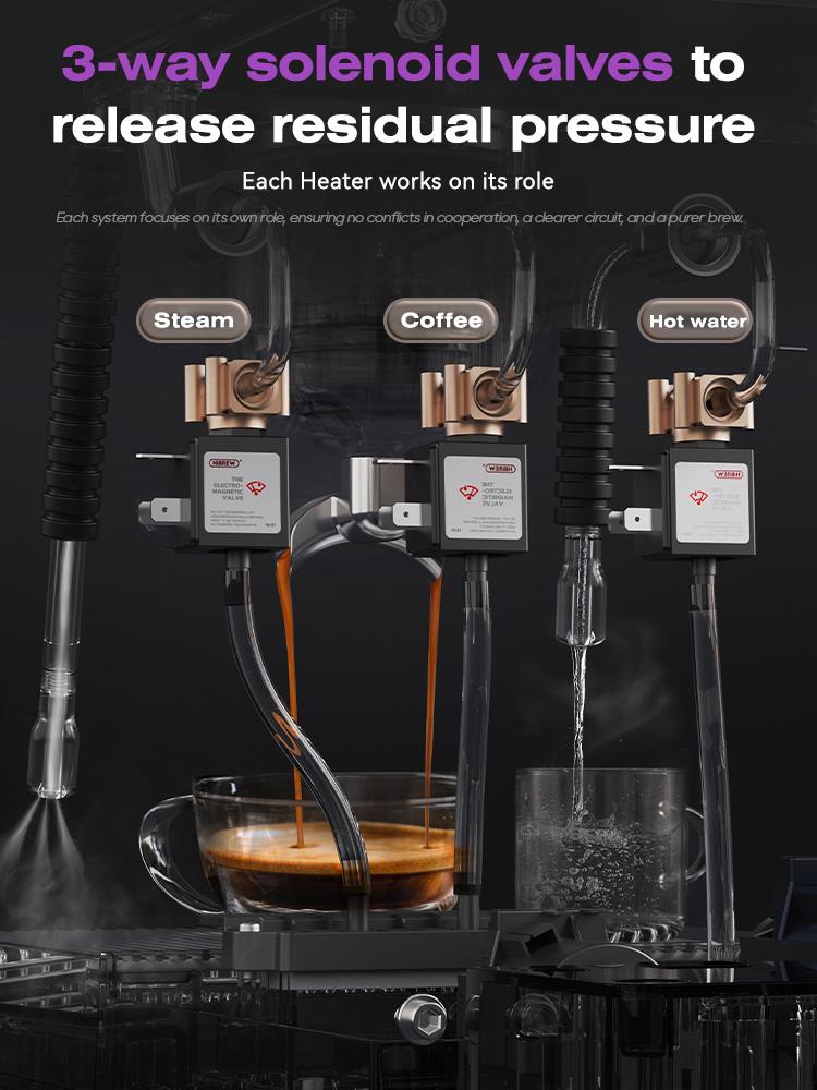 HiBREW H21 Профессиональная эспрессо-кофемашина, PID-контроль температуры, 3-бойлерная система, резервуар для воды 1,8 л, Кофемашина для капучино и латте
