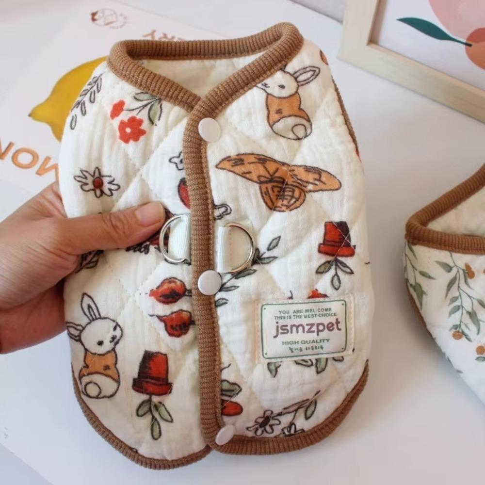 Новая милая одежда для питомцев с принтом кролика, зимняя теплая, товары для питомцев, пальто для плюшевого мишки с бархатной курткой, одежда для щенков, жилет, подарок