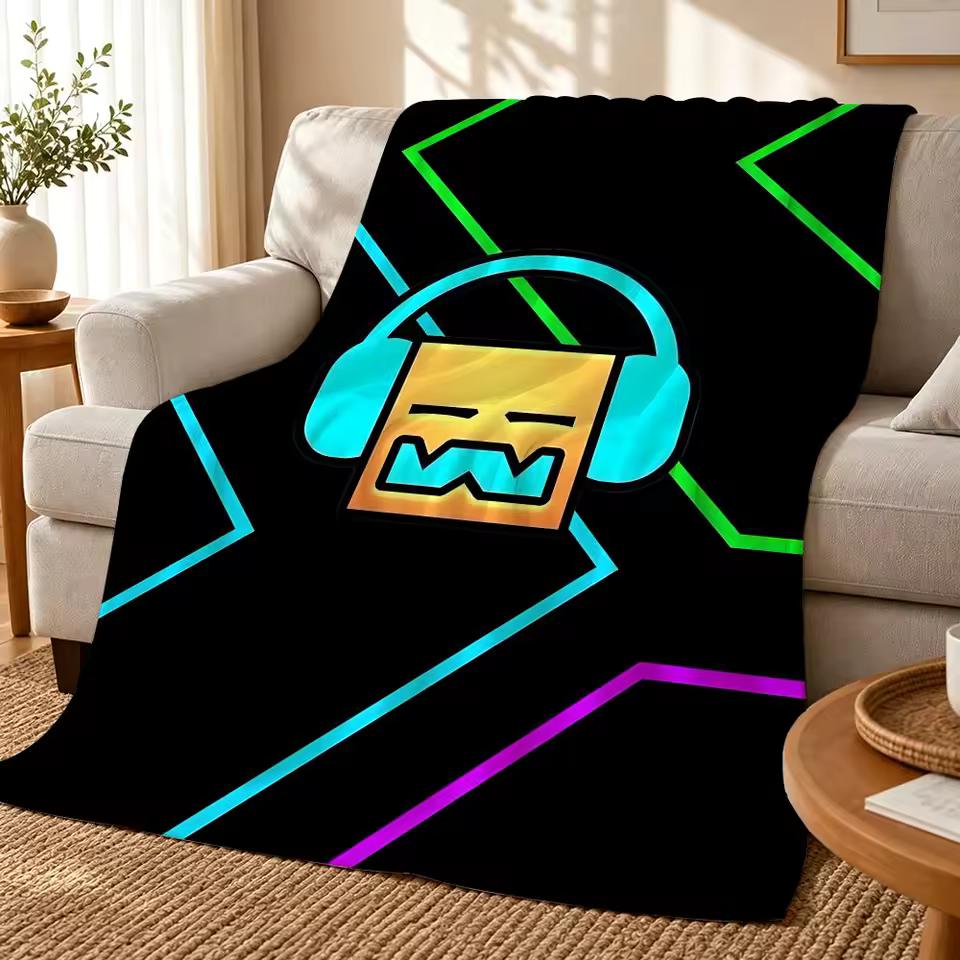 Geometry Dash Throw 240g flannel blanket, suitable for sofas, beds, offices, exquisite gift blankets