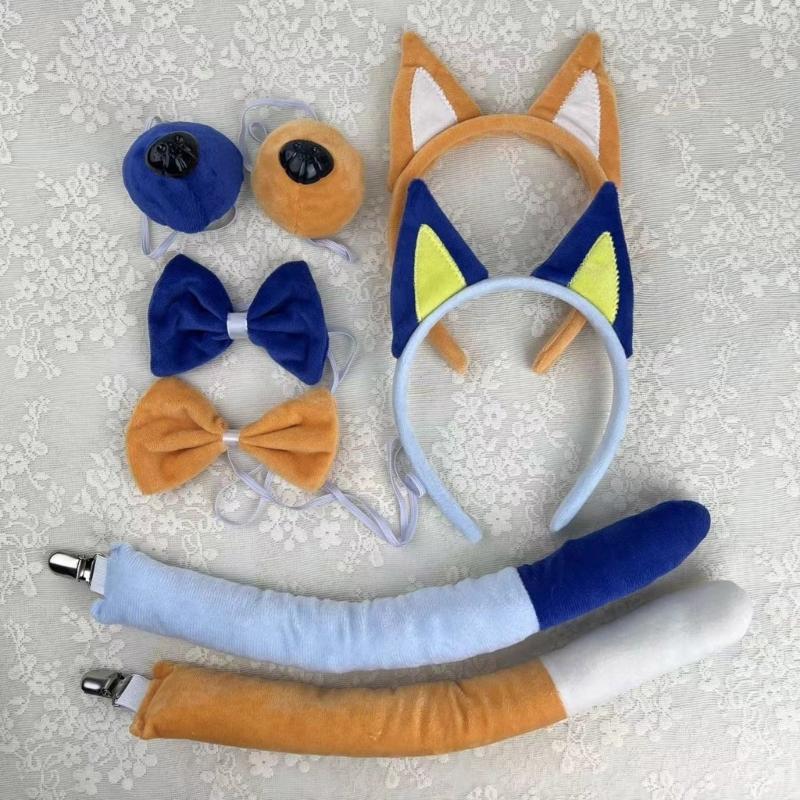 Sheepdog Costume Set Dog Ears Headband Bowtie Tail Nose Tutu Skirt for Kids Halloween Costume Cosplay Party