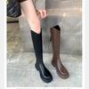 Женские осенне-зимние новые сапоги на толстой подошве, бархатные, для полных ног, с широким голенищем, длинные сапоги, сапоги-рыцари