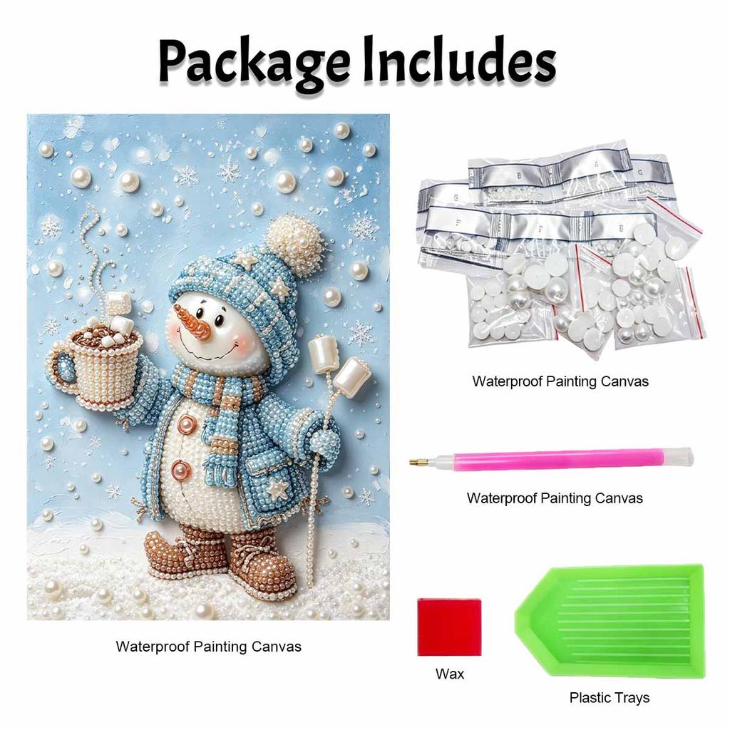 Christmas Snowman Pearl Painting Kit Handmade DIY Home Decoration Painting. Winter Hot Cocoa Art Craft. Pearl Beaded Wall Decor