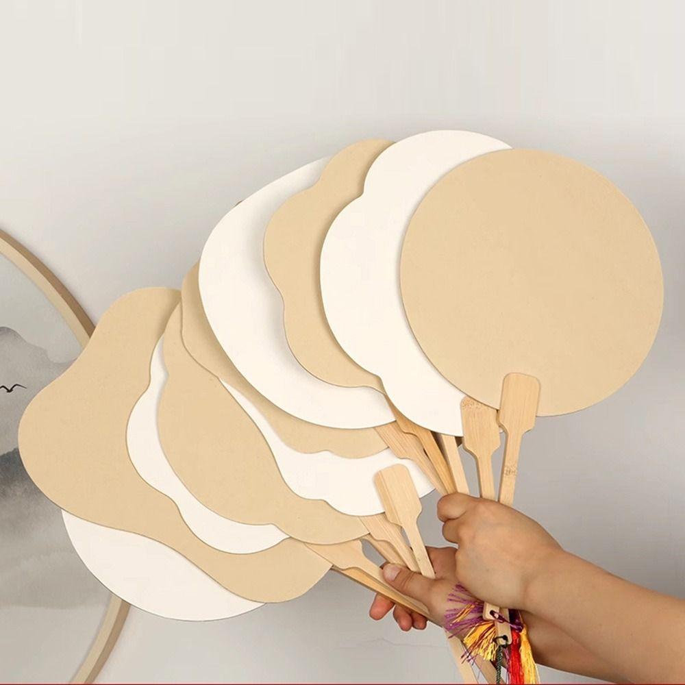 5Pcs Double-side Blank Paper Fan DIY Painting Hand Painting Graffiti Fans  Lacquer Fan