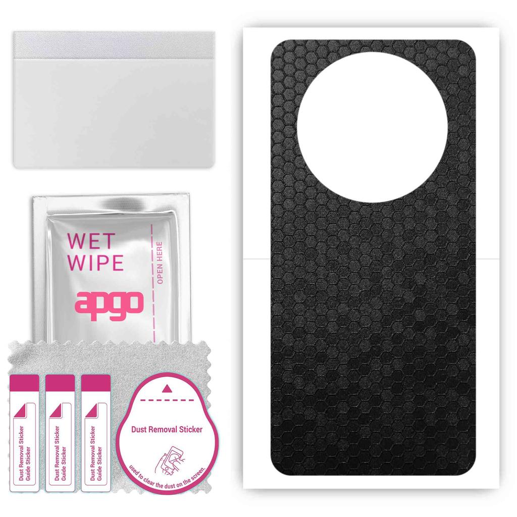 apgo Protective Skin Sticker for the Back Compatible with Sharp Aquos R8 Pro, Wrap Film, Foil, Vinyl - Pattern Black Honeycomb