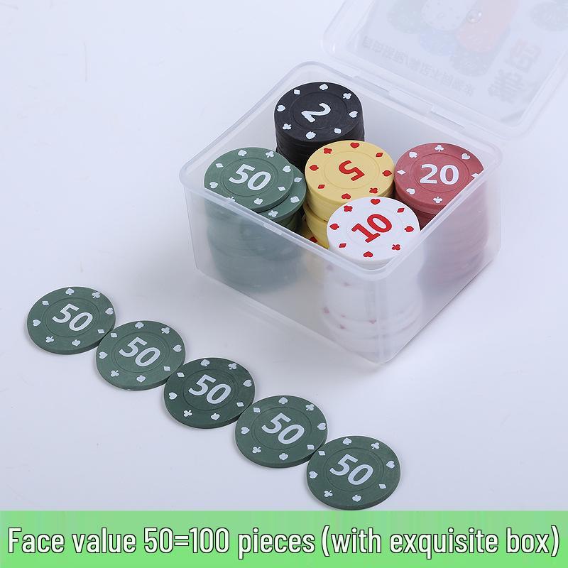 Коробка 100 пластиковых фишек для карточных игр: Баккара, Маджонг, Покер