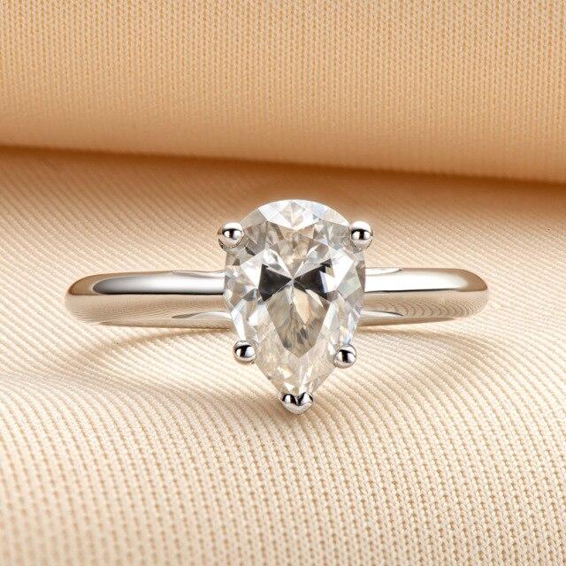 Real 2 Ct D Color Moissanite Rings For Women 100% 925 Sterling Silver Wedding Party Anniversary Sparkling Ring Ladies Jewelry