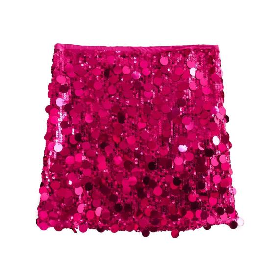 Women Mini Skirt High Waist Sparkling Sequin A-Line Short Skirt Hip Wrapped