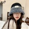 Autumn and Winter Plush Warm Windproof Hat Women's Splicing Knitted Bucket Basin Hat Shows Small Face Versatile Bucket Hat