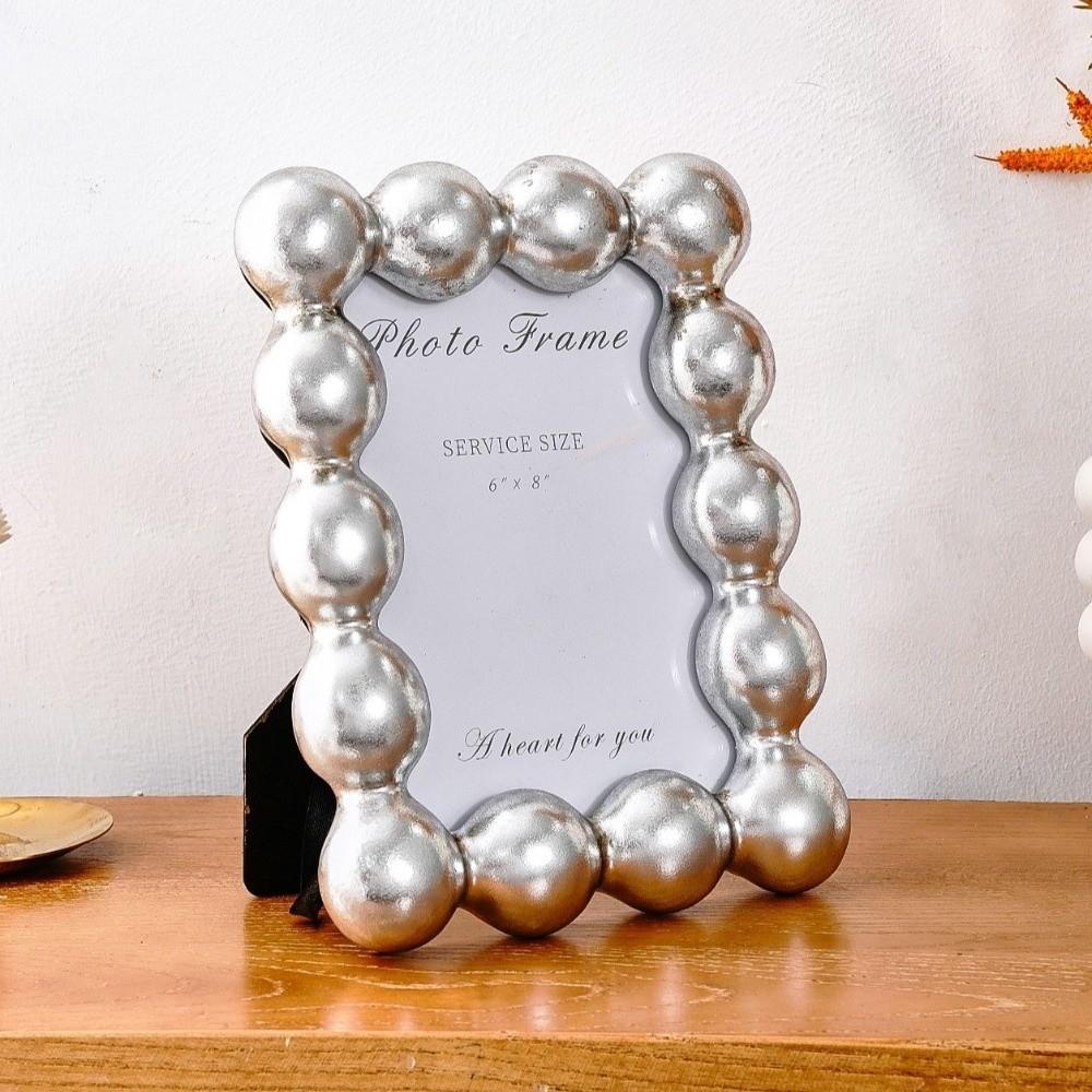 8 Inch Resin Photo Frame Luxury Picture Display Frame DIY Round Ball Border Frame Office Desk