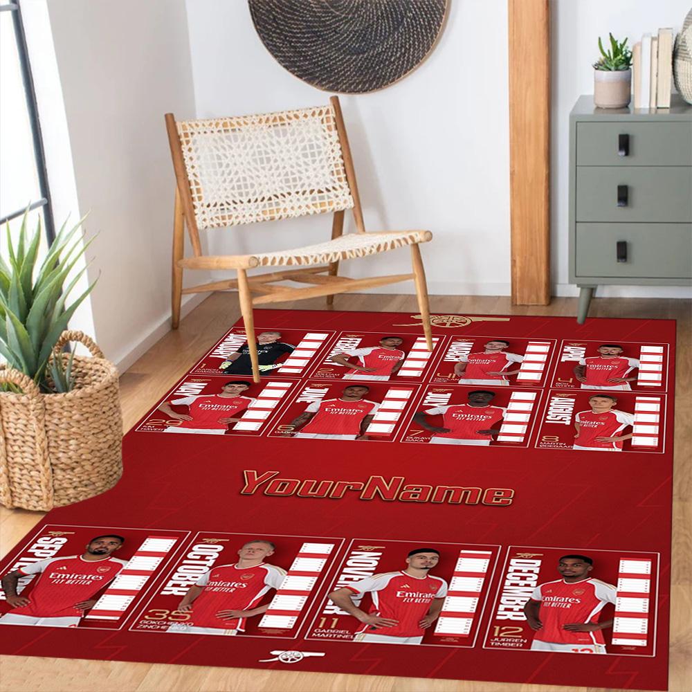 Arsenal Customizable Name Floor Rug Office Rug Suitable for Dining Room Entryway Game Room Playrooms Antislip Carpet Decorate Offices