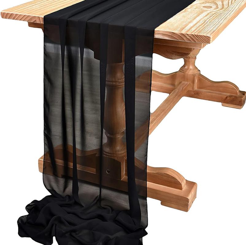 Белая шифоновая дорожка для стола Свадебные украшения для вечеринки по случаю рождения ребенка День рождения Рождество День благодарения Хэллоуин Мероприятия Товары