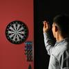 Wall Mounted Dart Holder Wooden Dart Caddy 12 Tip Dart Stand Display Rack with Metal Hook And Accessory Storage Bag
