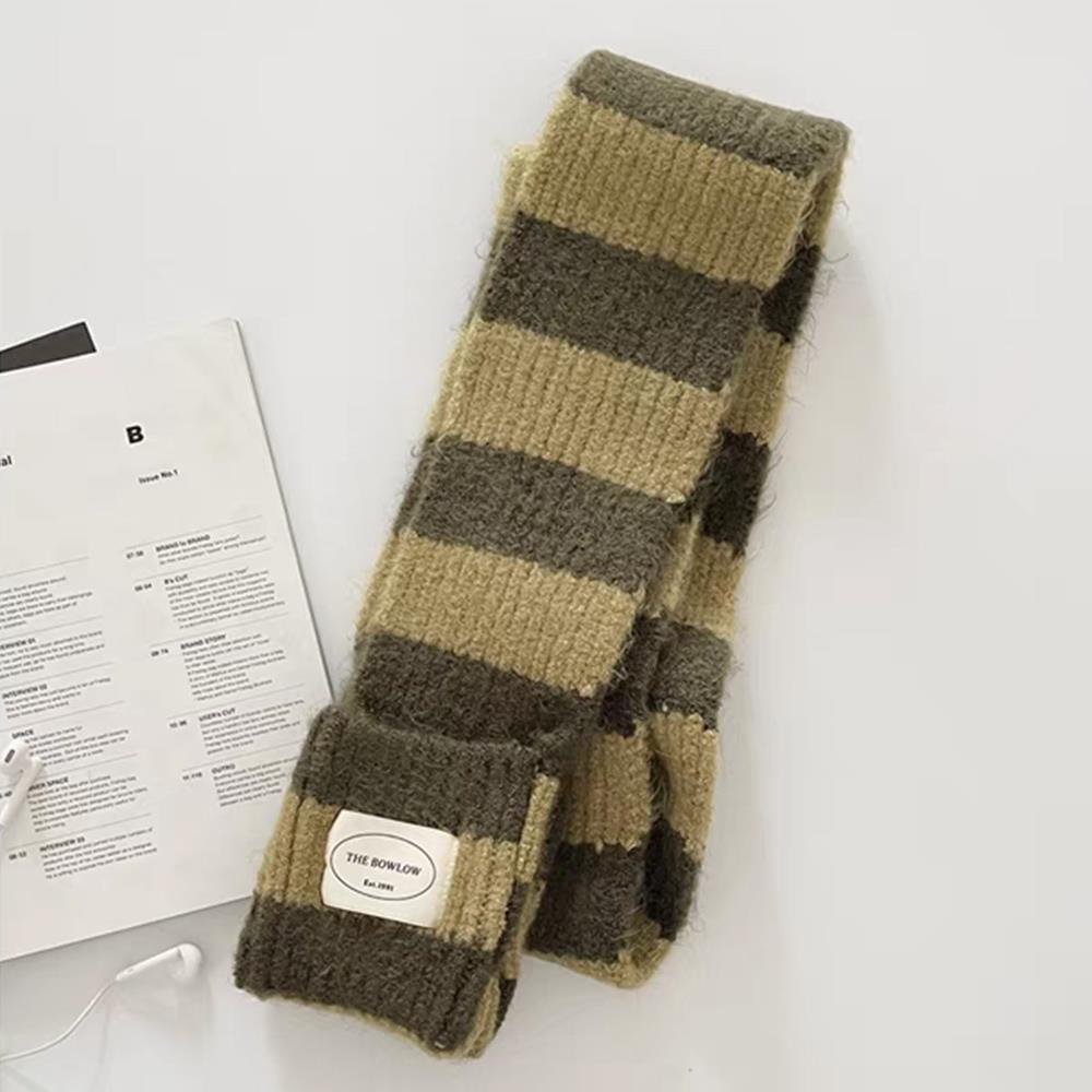 Черно-белый полосатый вязаный шарф из шерсти женский зимний корейский толстый теплый шарф Y2k модный вязаный шарф Харадзюку рождественский подарок