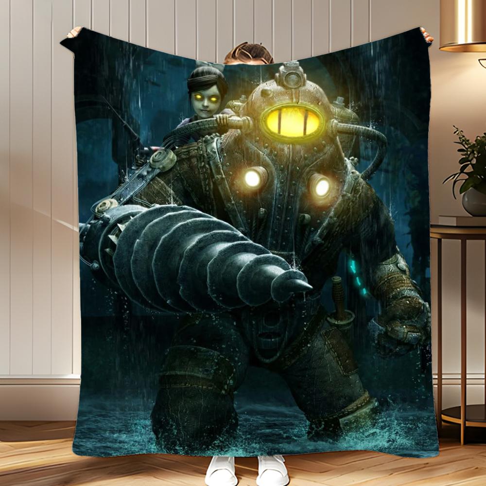 game derivative Bioshock Rapture Throw Soft Coral Fleece Blanket 310gsm Fluffy Warm Throw for Sofa Bed Couch Bedroom Decor