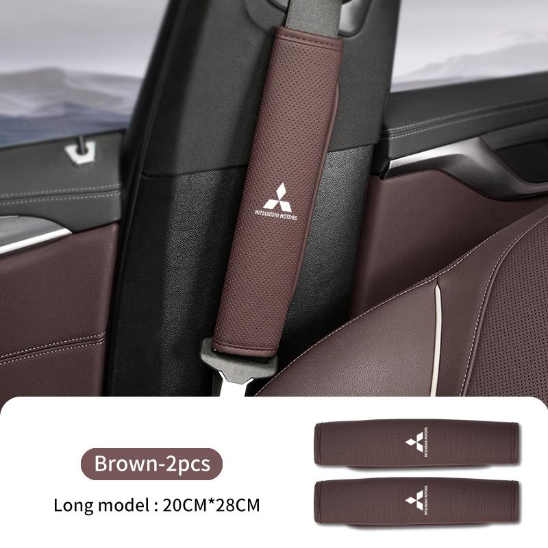 dnsh2 For Mitsubishi Car Seat Belt Shoulder Pad Leather Safety Belt Protection Cover Auto Accessories Outlander Pajero Sport Lancer EX