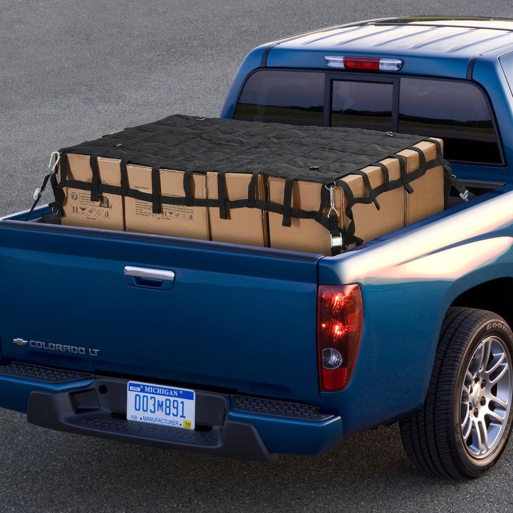 VEVOR Cargo Net, 72 in x 57 in, Heavy Duty Truck Cargo Net for Truck Bed, 4 Adjustable Straps with Carabiners & S-Hooks