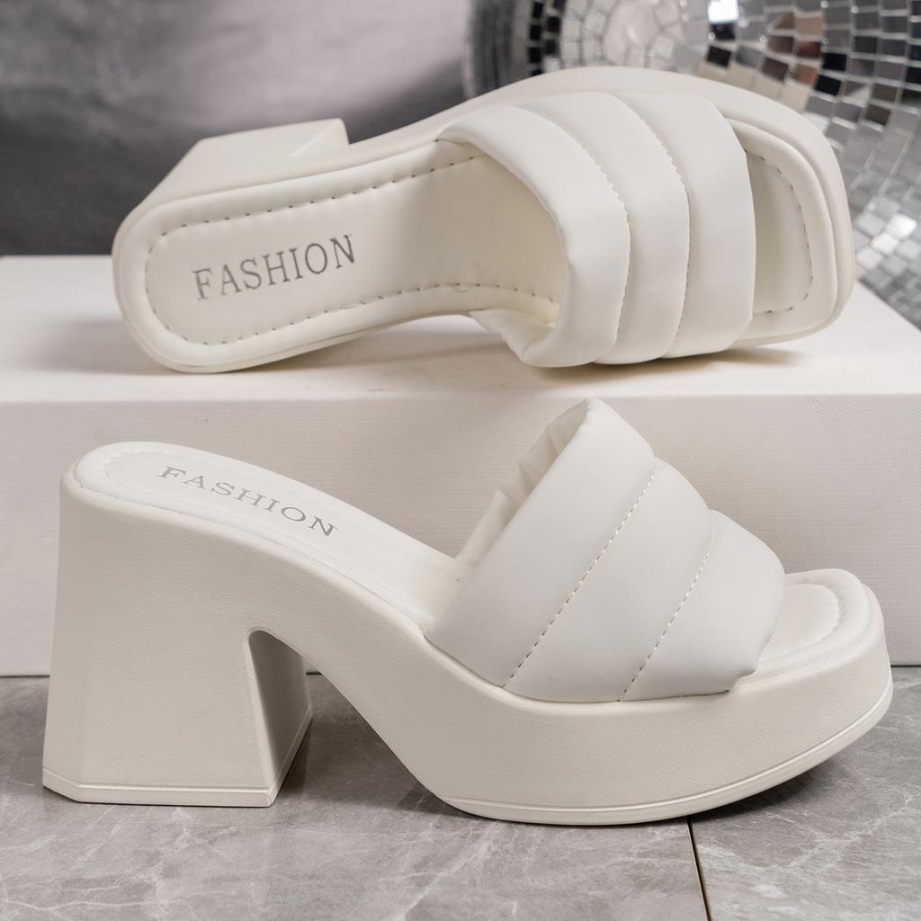 Размер 35–43, брендовые новые женские летние сандалии на платформе, модные однотонные женские шлепанцы на танкетке и высоком каблуке, повседневные женские шлепанцы для вечеринок