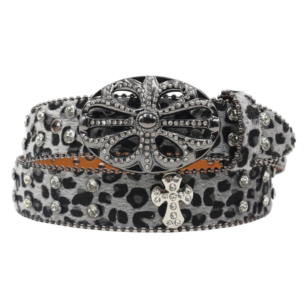 New Gothic Leopard Print Plush Belt Spring and Summer Retro Evergrande Shibuya Hot Girl American Wide Belt