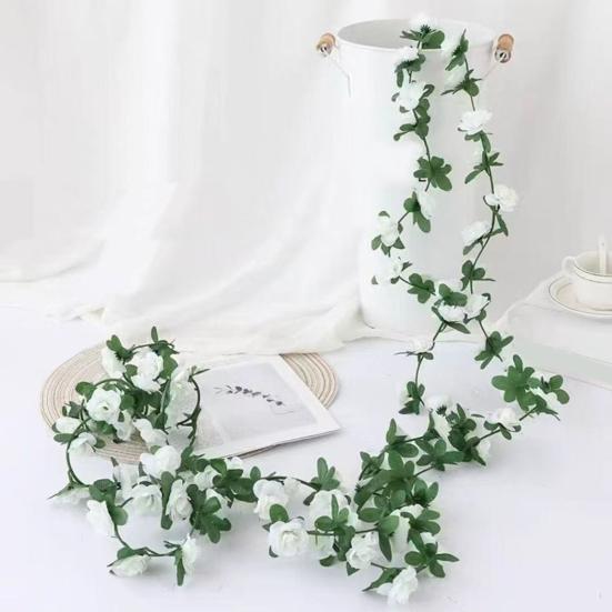 2.5M Artificial Flower Garland Realistic UV Resistant Faux Flower Rattan Vine Wedding Party Hanging Simulation Bloom