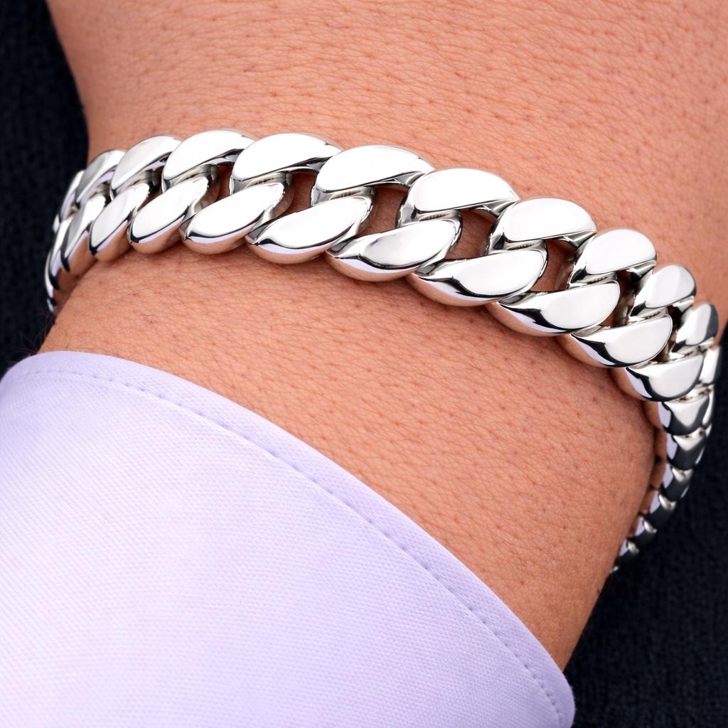 FULL Silver Men' Bracelet 925 SILVER Bracelet 13mm DIAMOND SET
