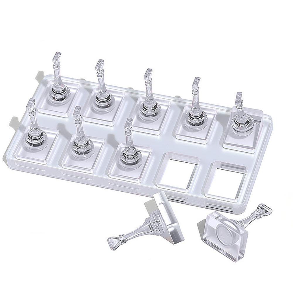Non-Magnetic Nail Display Stand Transparent False Nail Tips Holder Manicurist Tools