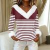Women's T Shirt Tee Print Shirt Long Sleeve Party Fleece Collar V Neck  Top