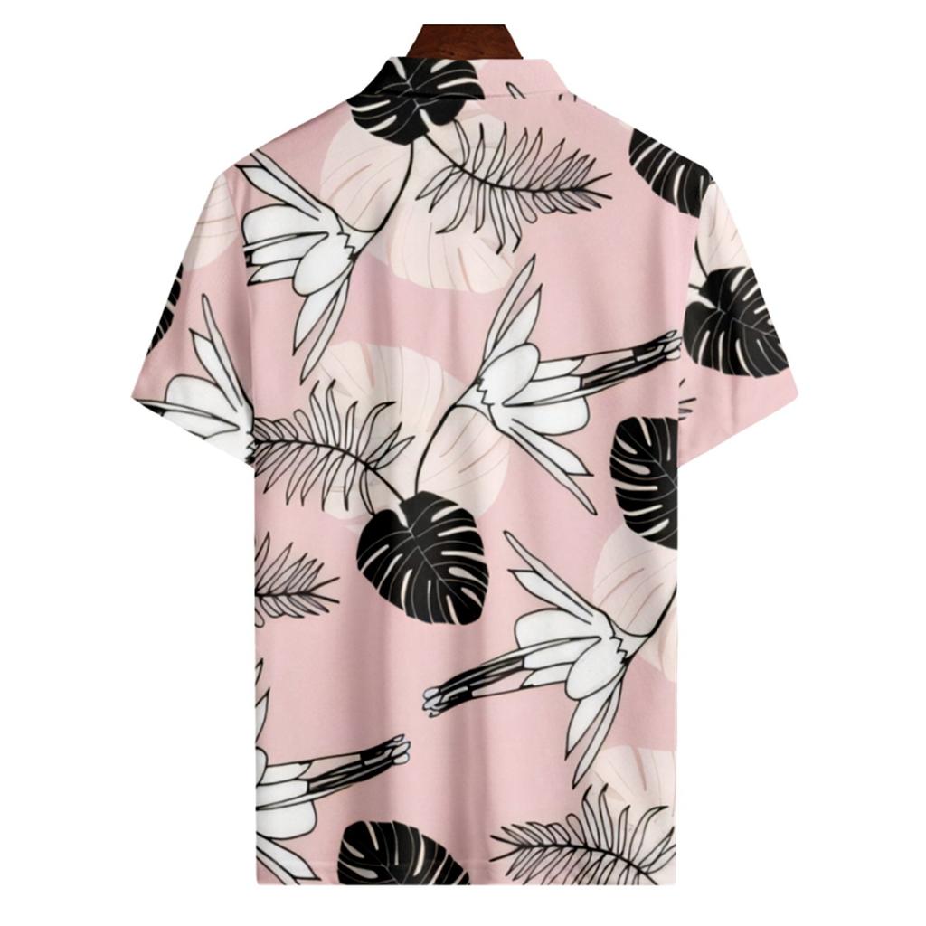 Men's Summer Hawaii Printed Golf Shirt Botton Short Sleeve Top Men's Casual Fashion Shirt