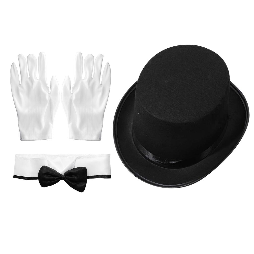 Мужской костюм циркового конферансье, комплект, сюртук с лацканами и бахромой на плечах, длинный рукав, шляпа, воротник, перчатки, карнавальный косплей