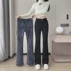 Women's High-Waist Black Slim Fit Flared Jeans with Velvet, Autumn/Winter 2023