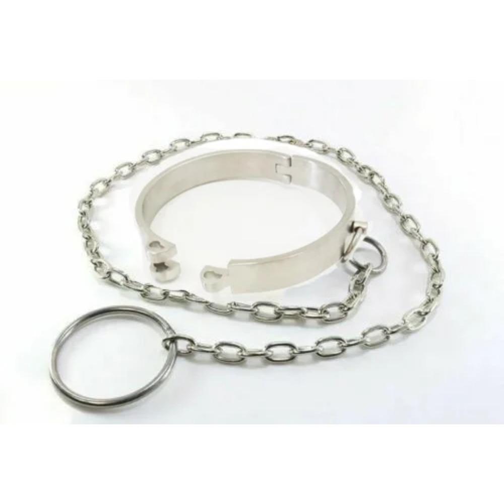 Запирающийся шейный ошейник из нержавеющей стали, металлическая цепь-поводок, бондаж, ограничение, раб, взрослые игры, эротические секс-игрушки для пар