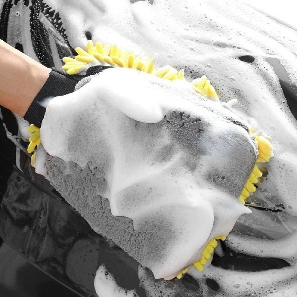 1 шт. водонепроницаемые перчатки из микрофибры для мытья автомобиля, толстые перчатки для чистки автомобиля, щетка для восковой обработки, двухсторонние перчатки для ухода за автомобилем