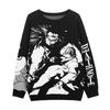 Men's Hip-hop Anime Pattern Harajuku Retro Knit Top Street Clothing Long Sleeved Pullover Sweater