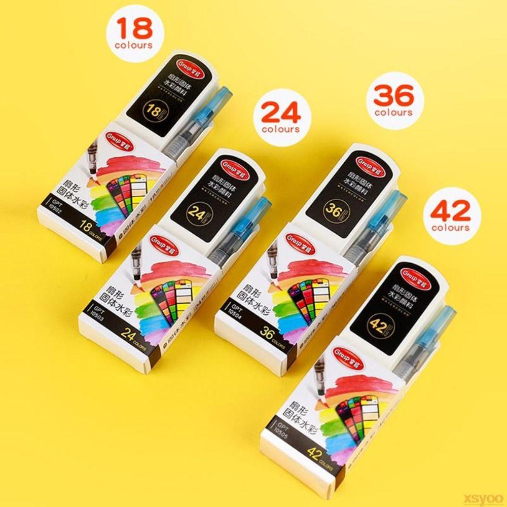 18/24/36/42 цветов акварельный пигмент с водной кистью, набор пигментов для рисования, школа