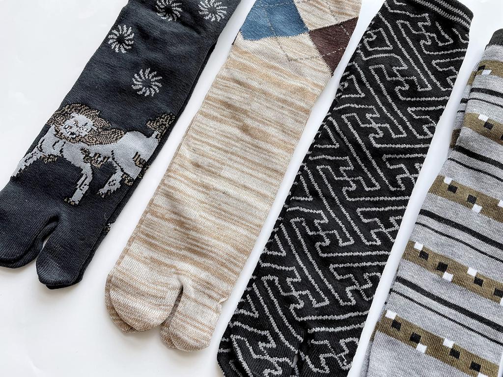 EM Wear Japan Comfortable Cotton Blend Tabi Socks with Heels and Japanese Value Pack of 5 of Your Men's Patterns. (Pattern Choice).