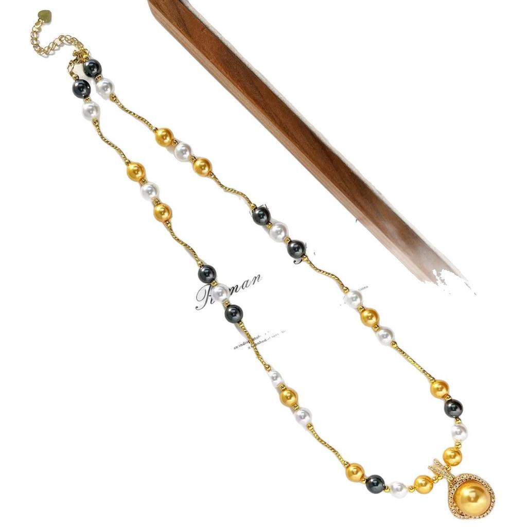 Maillard Vintage Design High Quality Artificial Crystal Pearl Necklace Sweater Chain Pendant