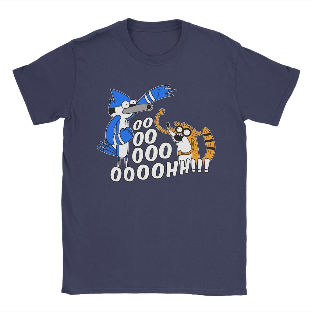 Fun Rigby and Mordecai TShirt for Men O Neck 100 Cotton T Shirts Short Sleeve Tees Printing Clothes