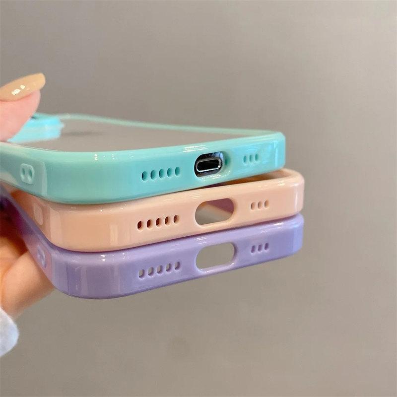 Прозрачный чехол-бампер ярких цветов для iPhone 15 14 13 Mini 12 11 Pro Max XR XS X 7 8 Plus SE3, мягкая противоударная задняя крышка