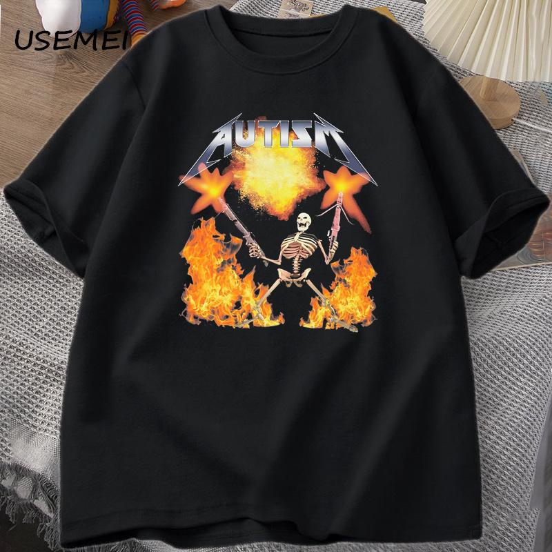 Футболка с мемом про аутизм, повседневная хлопковая футболка с коротким рукавом, юмористический принт, ретро футболка с коротким рукавом, унисекс, уличная одежда, топы