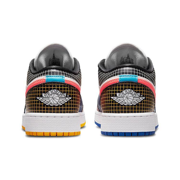 Детские кроссовки Air Jordan 1 Low MMD BG Multi Grid разноцветные белые черные DH7547-100