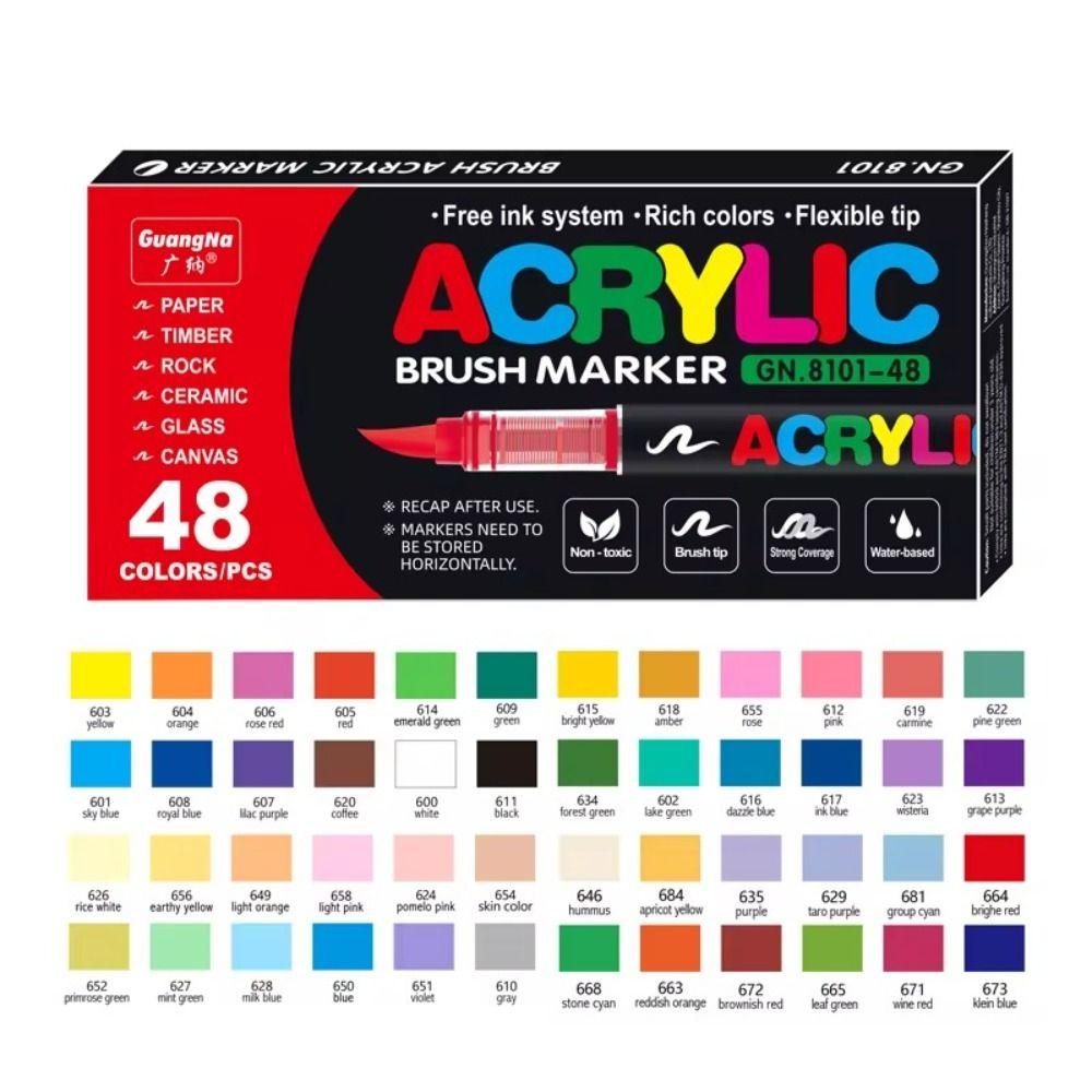 12/24/36/48/60/72/100/120 Colors Markers Brush Christmas Gift Tip Paint Markers Wood Canvas